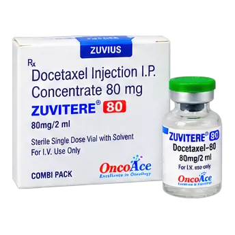 Zuvitere 80 — Docetaxel Injection I.P. Concentrate 80 mg / 2 ml, combi pack with solvent pharmaceutical pack