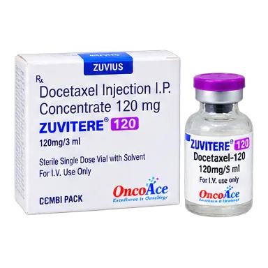 Zuvitere 120 — Docetaxel Injection I.P. Concentrate 120 mg / 3 ml, combi pack with solvent pharmaceutical pack